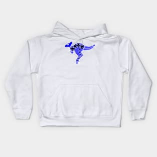 Aboriginal Art - Kangaroo Blue Kids Hoodie